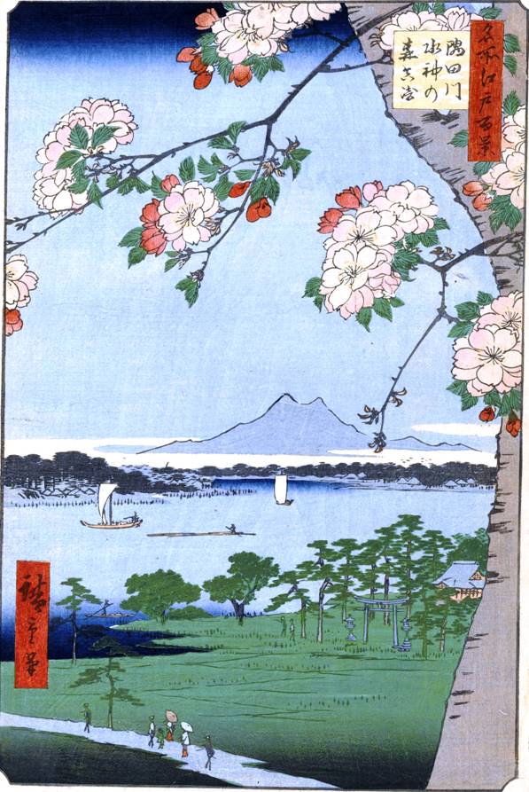 Японская графика. Цветущая вишня