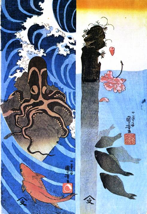японская гравюра море