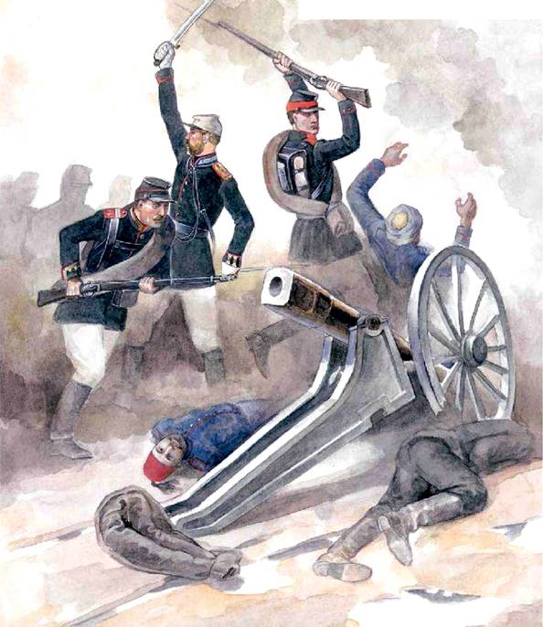 Русские пехотинцы во время рукопашного боя (Русско-турецкая война)